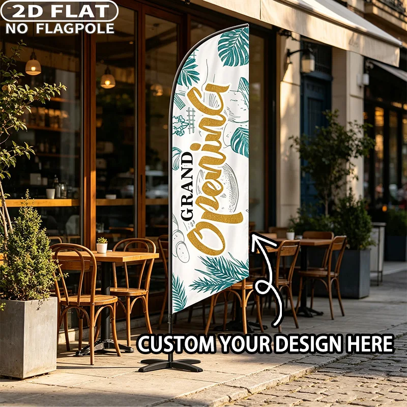 2D FLAT 1pc Custom Single-Sided/ Double-Sided Feather Flags for Outdoor - Personalized Logo & Text, Vibrant Colors