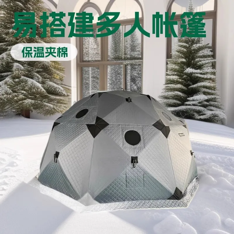 Thickened thermal cotton tent Octagonal camping ice fishing tent with chimney mouth firewood warm mouth ball tent