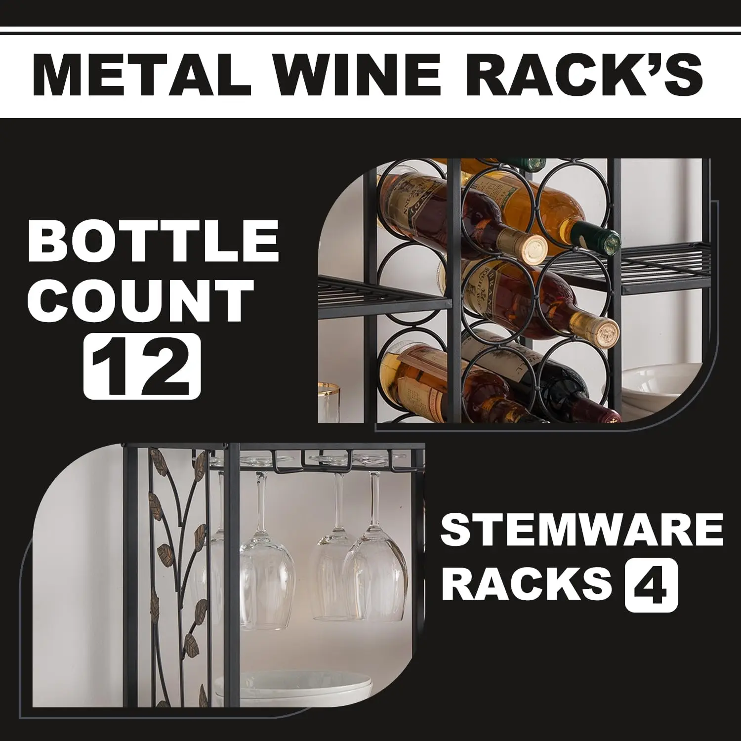 - Metal Console  Wine Rack, Liquor  Cabinet with Glass Holder, Sofa  with  Shelves for , Buffet, Living Room