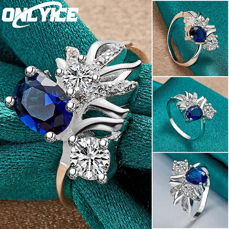 

Charm 925 Sterling Silver Elegant Blue AAA Zircon Ring For Women Size 7/8/9/10 Christmas Gift Fashion Party Wedding Jewelry