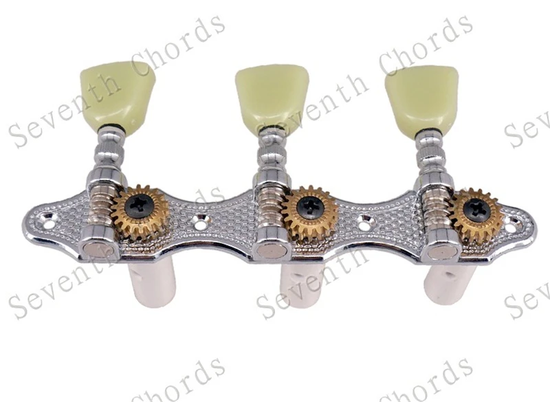 Ein Set Jadegrüne Trapezförmige Knöpfe 3R3L Chrom-Saitenstimmer Mechaniken für Klassische Gitarren Zubehörteile – Detail 8