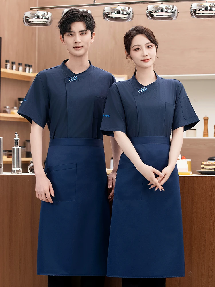 مهنة الشيف موحدة مطعم المطبخ الطبخ قميص قصير الأكمام فندق المطاعم مخبز النادل زي الحلاق وزرة