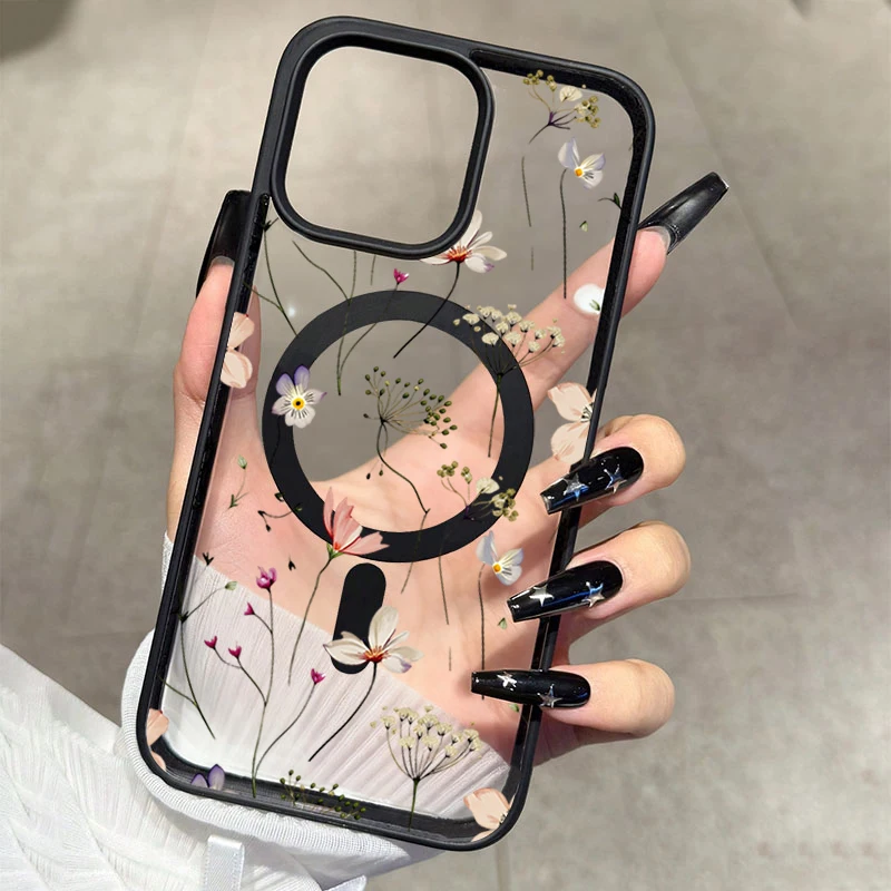 Clear Phone Case for Samsung Galaxy S26 S25 Plus A17 A57 A37 A07 4G A06 A16 A36 A56 A55 S24 Ultra S23 FE Cute Wild Flower Cover