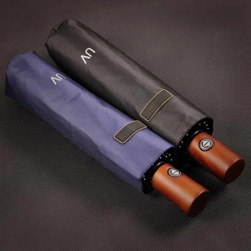 

Fully Automatic Tri-fold Short Handle Umbrella High-end Enlarged Thickened Reinforced Wind-resistant Men's Business Umbrella