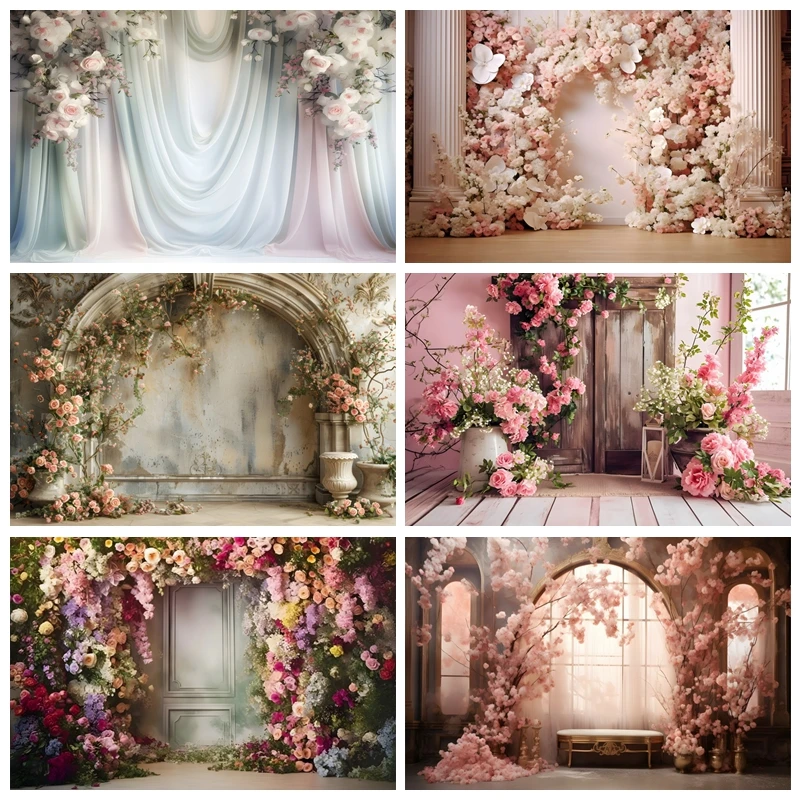 Wedding Flower Wall Backdrop Photography Birthday Party Decor Bride Portrait Photographic Background Photo Studio Shoot Props