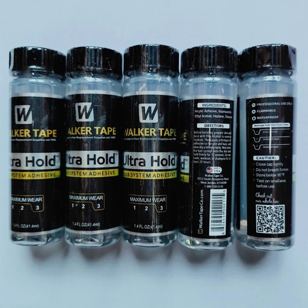 Cinta para caminar de 1,4 oz/41,4 ml, pegamento de encaje ultra sujetado, pegamento adhesivo para el cabello de encaje para caminar impermeable, súper pegamento para peluca de encaje/tupé/cierre