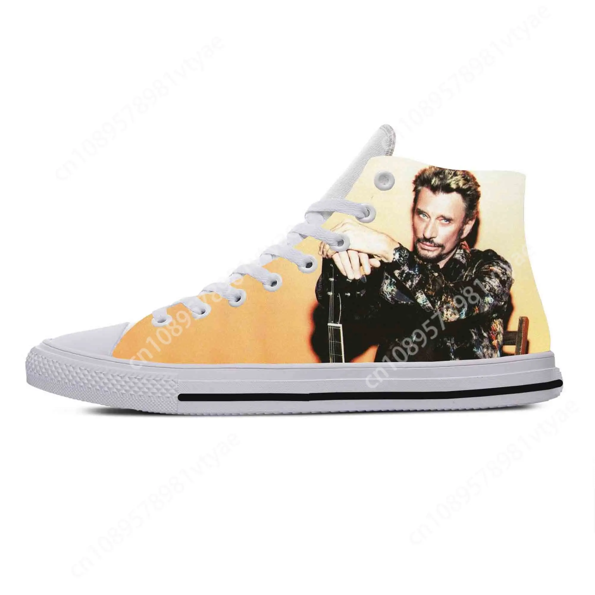 Johnny Hallyday Rock Star Singer Music Fashion Casual Cloth Shoes High Top Comfortable Breathable 3D Print Men Women Sneakers