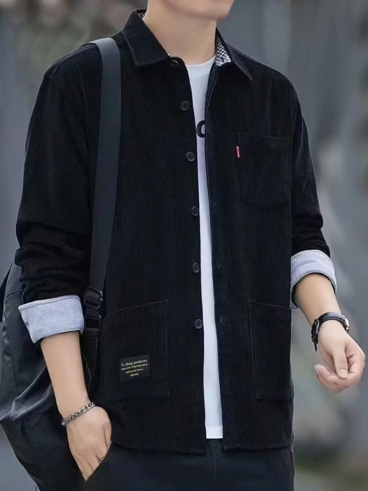 

Вельветовая длинная све irt Jaet, мужская свободная осенне-зимняя повседневная рабочая одежда в стиле ретро irt Youth Faion Trend