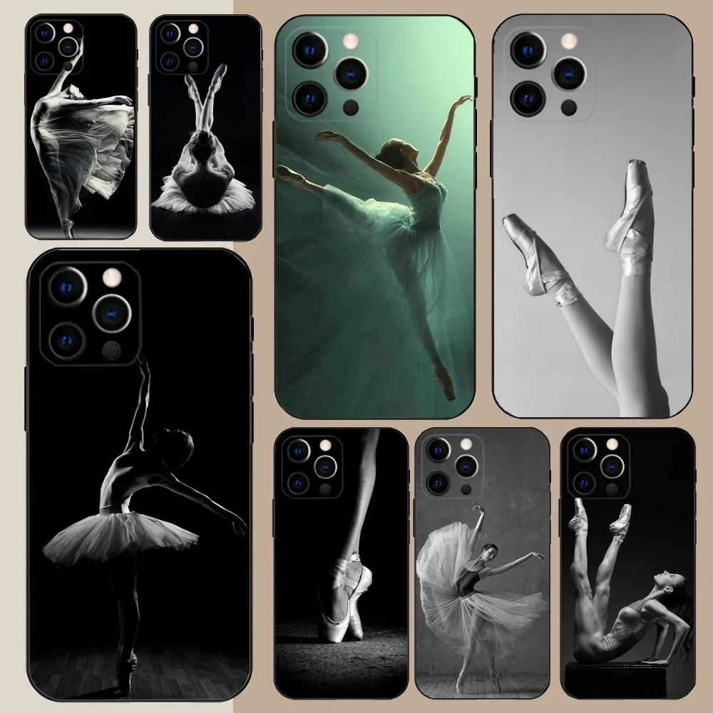 Ballerina Ballet Dancing  Phone Case For Apple iPhone 15,14,13,12,11,Pro,X,XS,Max,XR,Plus,Mini Soft Black Cover