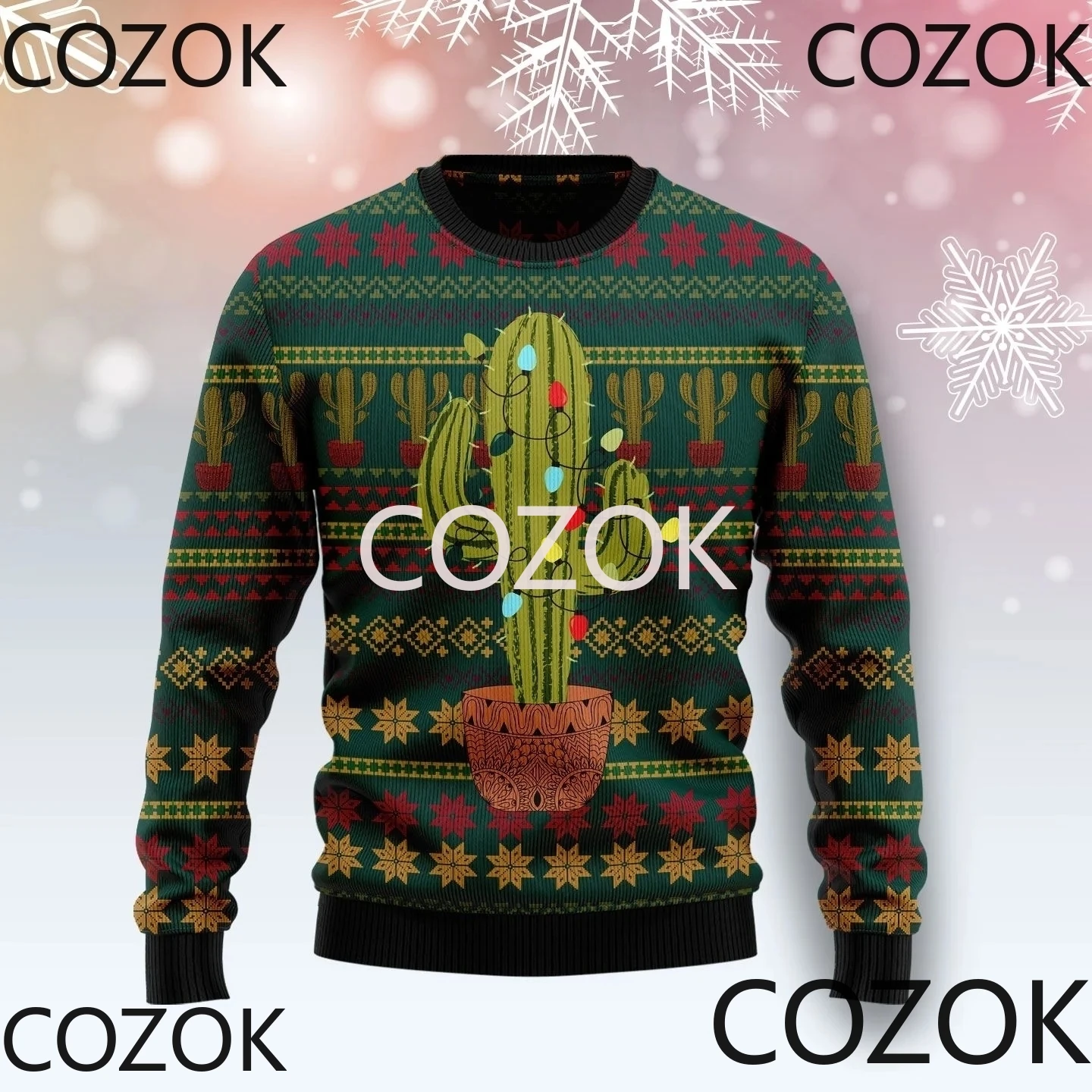 Cactus Christmas Sweater 3d Printed Sweatshirts for Men and Women Pullovers Harajuku Unisex Tops