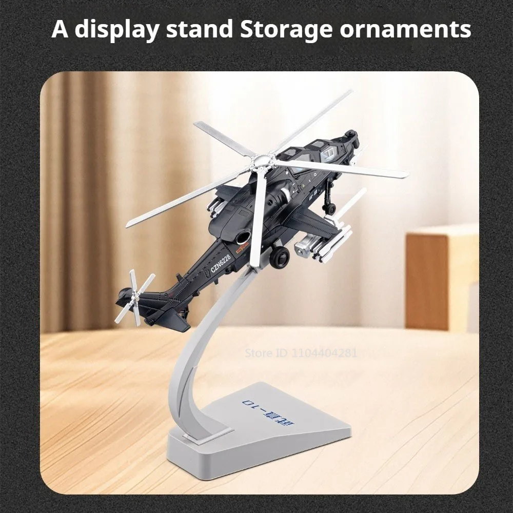 1:52 CAIC Z-10 Legering Gewapende Helikopter Model Diecast Speelgoed Auto Geluid Licht Trek Miniatuur Militaire Vliegtuigen Jongen Kerstcadeau