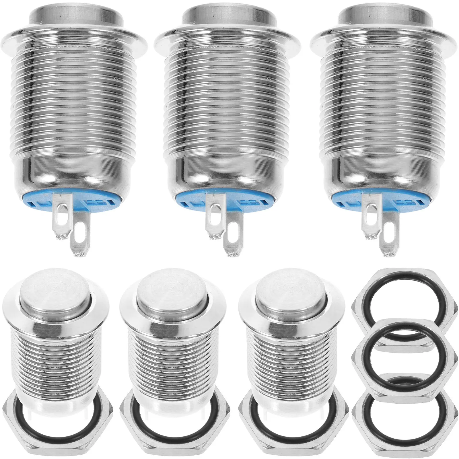 6pcs 12Mm Auto Reset Push Button Switch For Car Truck Boat High Top Flush Momentary Starter Marine Metal Round Button Waterproof