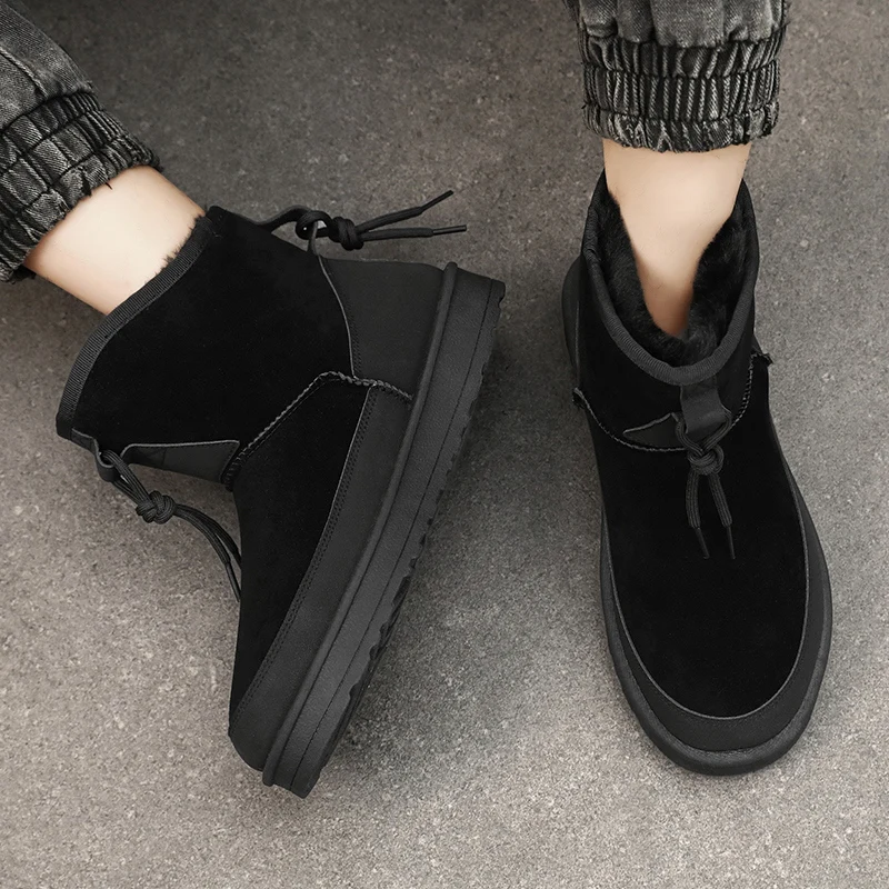 الشتاء الرجال أحذية الثلوج منصة الدافئة الفراء الجلد المدبوغ أحذية للرجال في الهواء الطلق مريحة أحذية قطنية غير رسمية للرجال بوتاس الفقرة Hombre #5