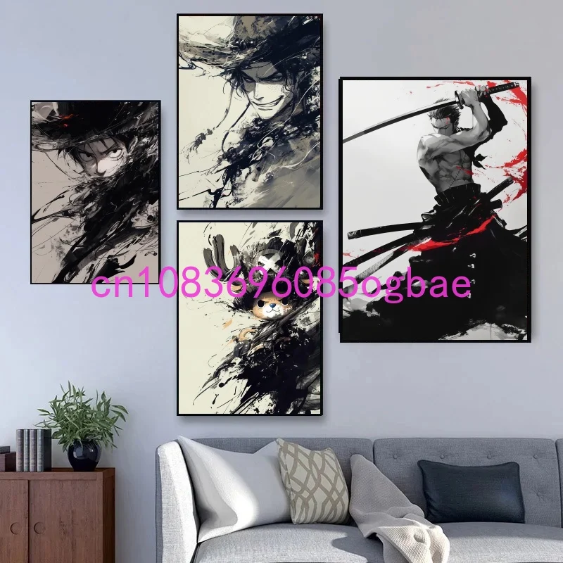 

Classic Anime One Piece Luffy Zoro Poster Canvas Painting Ink High-definition Printing Art Mural Cafe Wall Decoration Picture