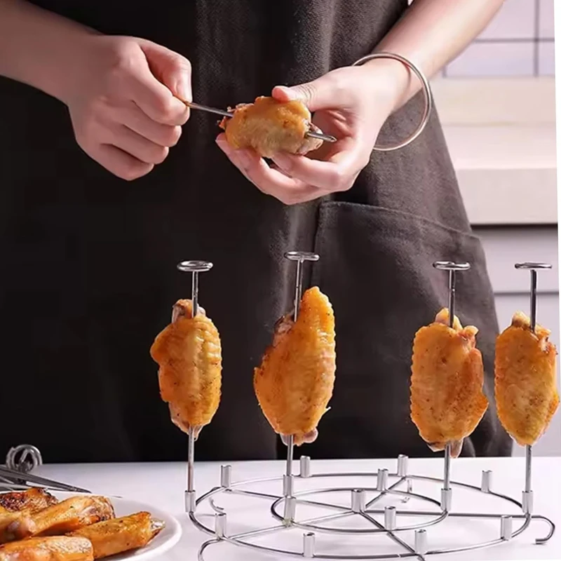 12 Palillos de Acero Inoxidable para Freidora de Aire, Horno, Barbacoa, Pinchos Reutilizables para Asar, Herramienta de Cocina para Kebab
