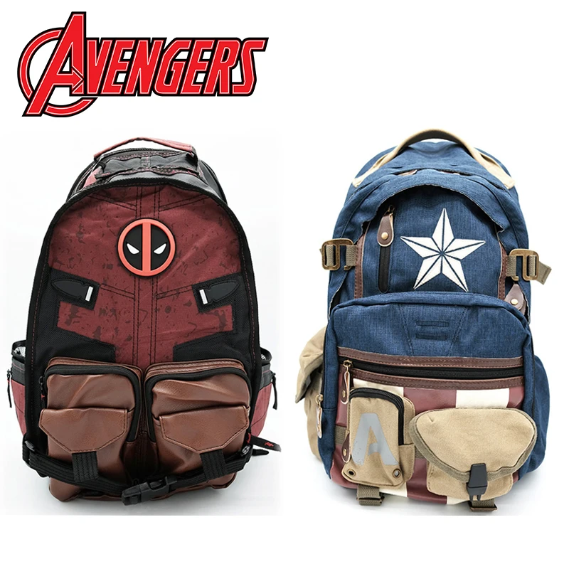 Disney Avengers Nylon Backpack Super Hero Deadpool Captain America Travel Backpacks for Men Women Kids School Bags Cosplay Gift