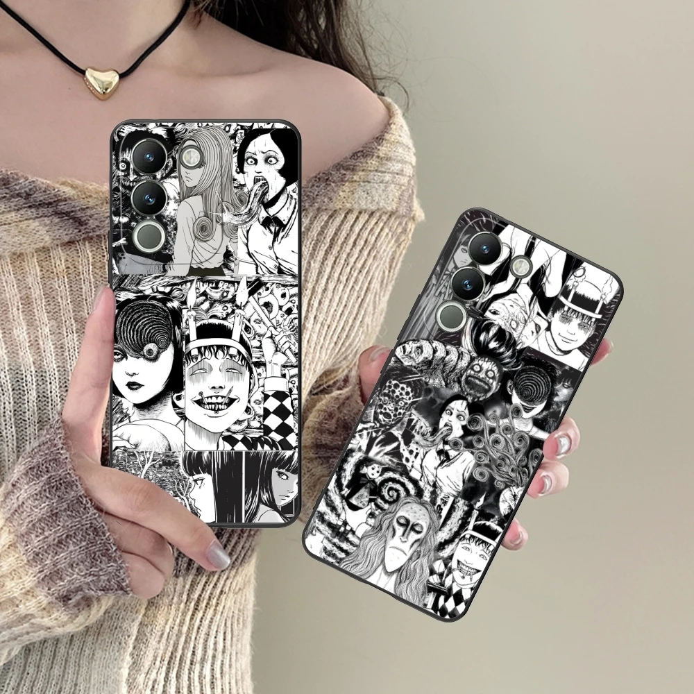 Junji Souichi Painting Mobile Cell Phone Case for VIVO Y95 Y93 Y31 Y20 V19 V17 V15 Pro X60 NEX Black Soft Phone Cover Shell