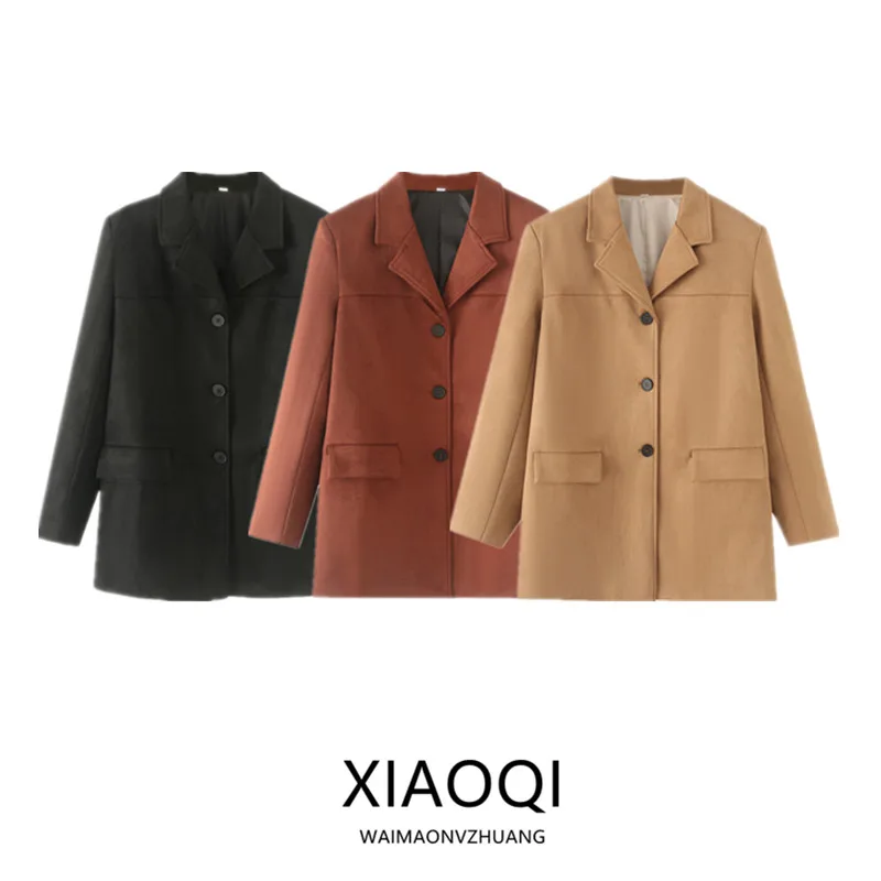 Chaqueta de Cuero de Manga Larga a la Moda para Mujer, Estilo Otoño Invierno, Nuevo Estilo Versátil, Abrigo Ajustado, Estilo ...