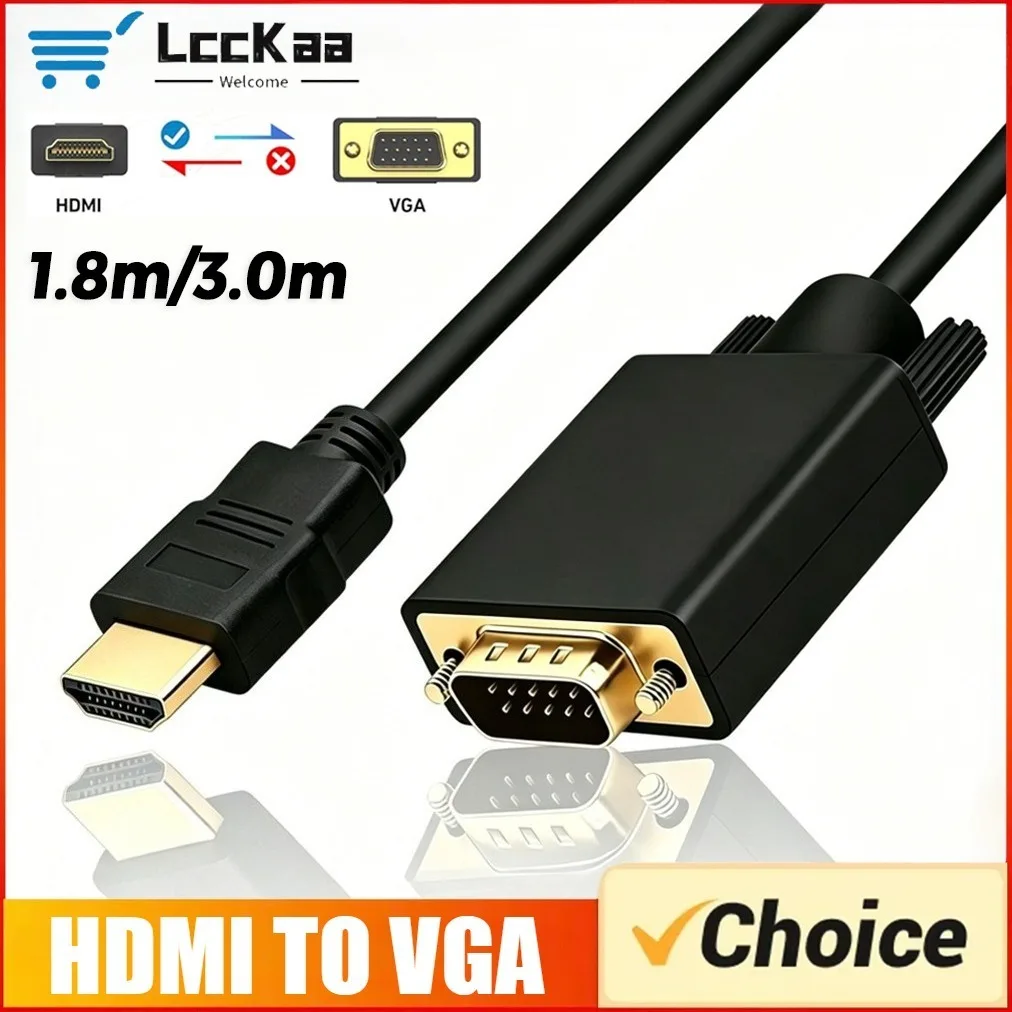 1080P HDMI-kompatibler zu VGA-Konverter, vergoldeter Steckeradapterkabel für PC, Laptop, PS5, PS4, Xbox, Switch, TV-Box, lange Videokabel