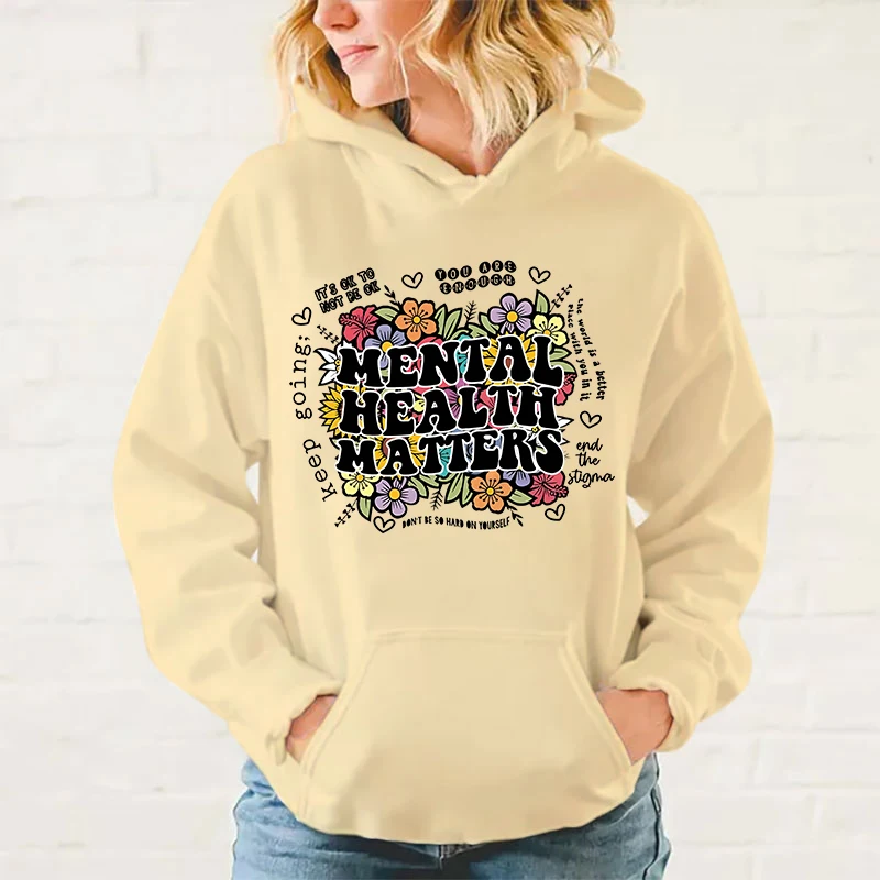 Mental Health Awareness Hoodies For Women Autumn And Winter Casual Sports Ladies Hoodie Top