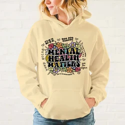 Mental Health Awareness Hoodies For Women Autumn And Winter Casual Sports Ladies Hoodie Top