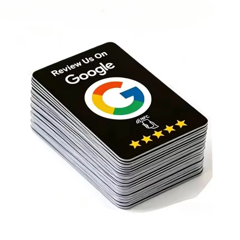 50Pcs Black Reusable Google Review Tap NFC Card, Review Us On Google Programmable NFC Tap Card User-Friendly Time-Saving