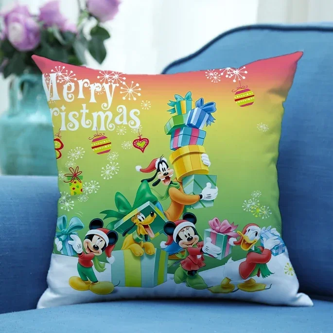 Disney Mickey Mouse Pillowcase Kawaii Mickey Print Pillowsli 45X45cm Pillowslip Bedroom Living Room Pillowsli Christmas Decor