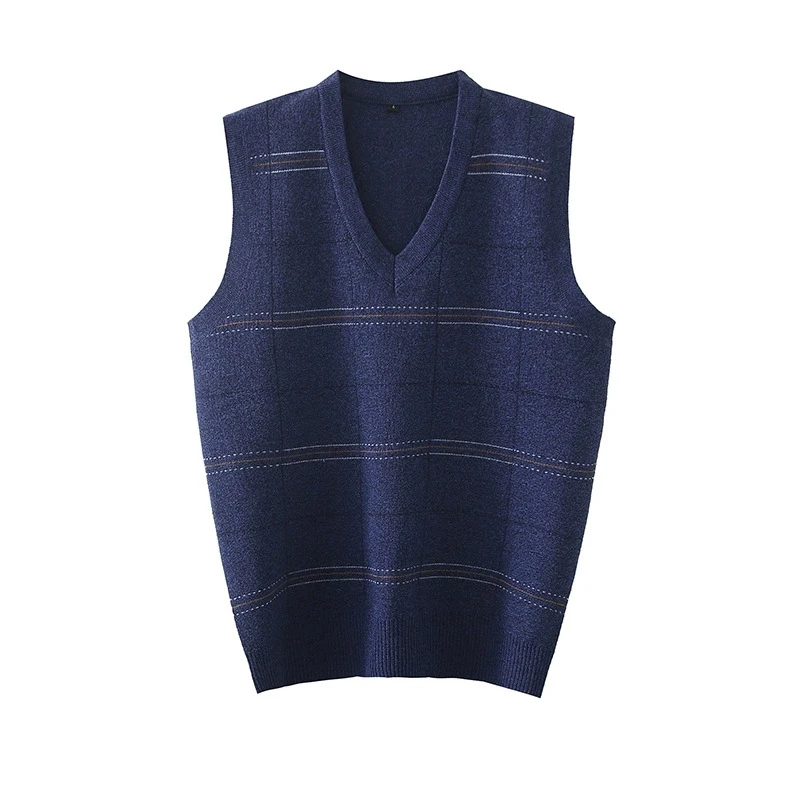 

Spring Autumn Men's Knitted Vest Vintage Plaid V-Neck Sleeveless Pullovers Waistcoat Man Outdoor Streetwear Classic Tank Tops
