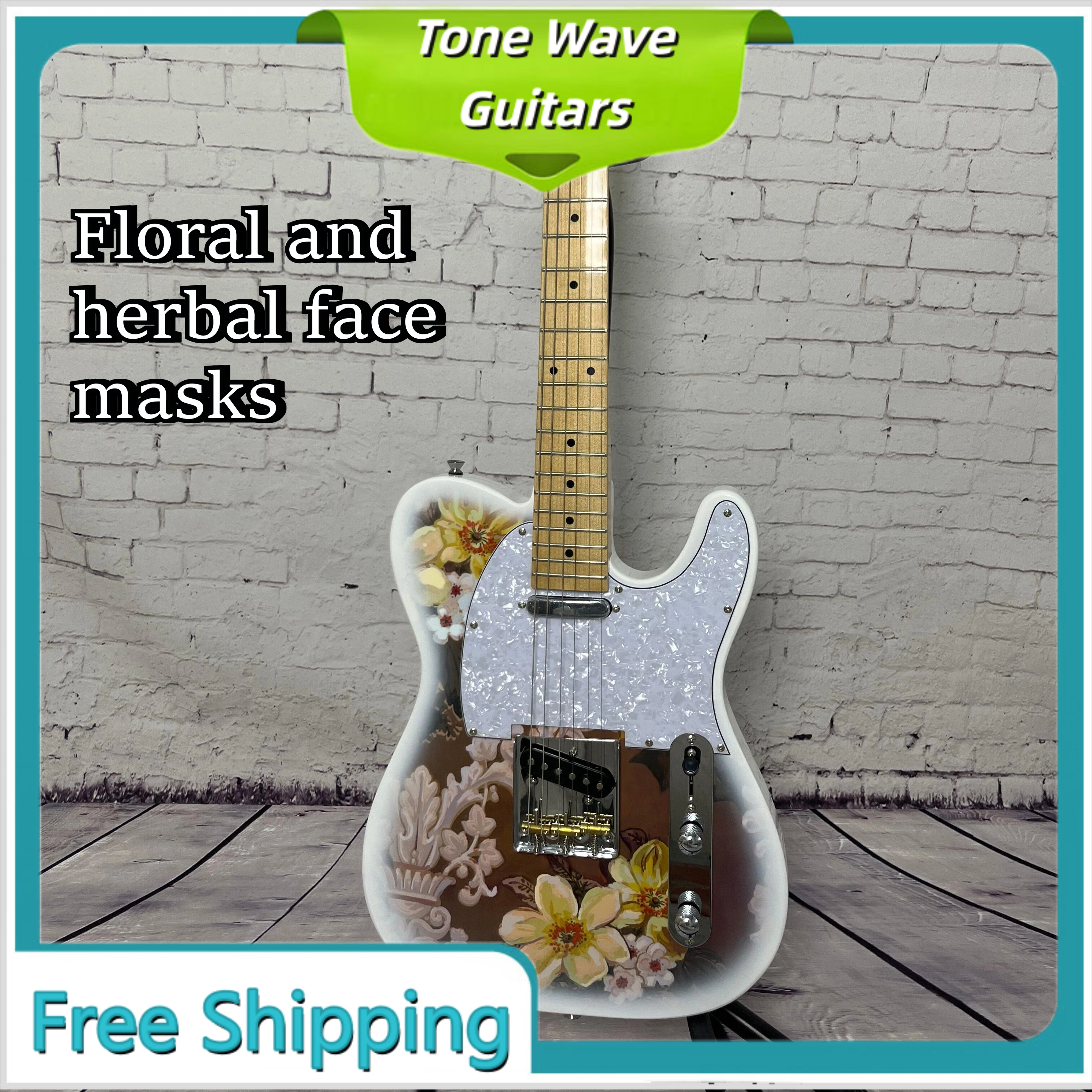 

Электрогитара Flower Series White Pearl Shield TLE, 39 дюймов, корпус из липы, гриф из клёна, для панк-рока