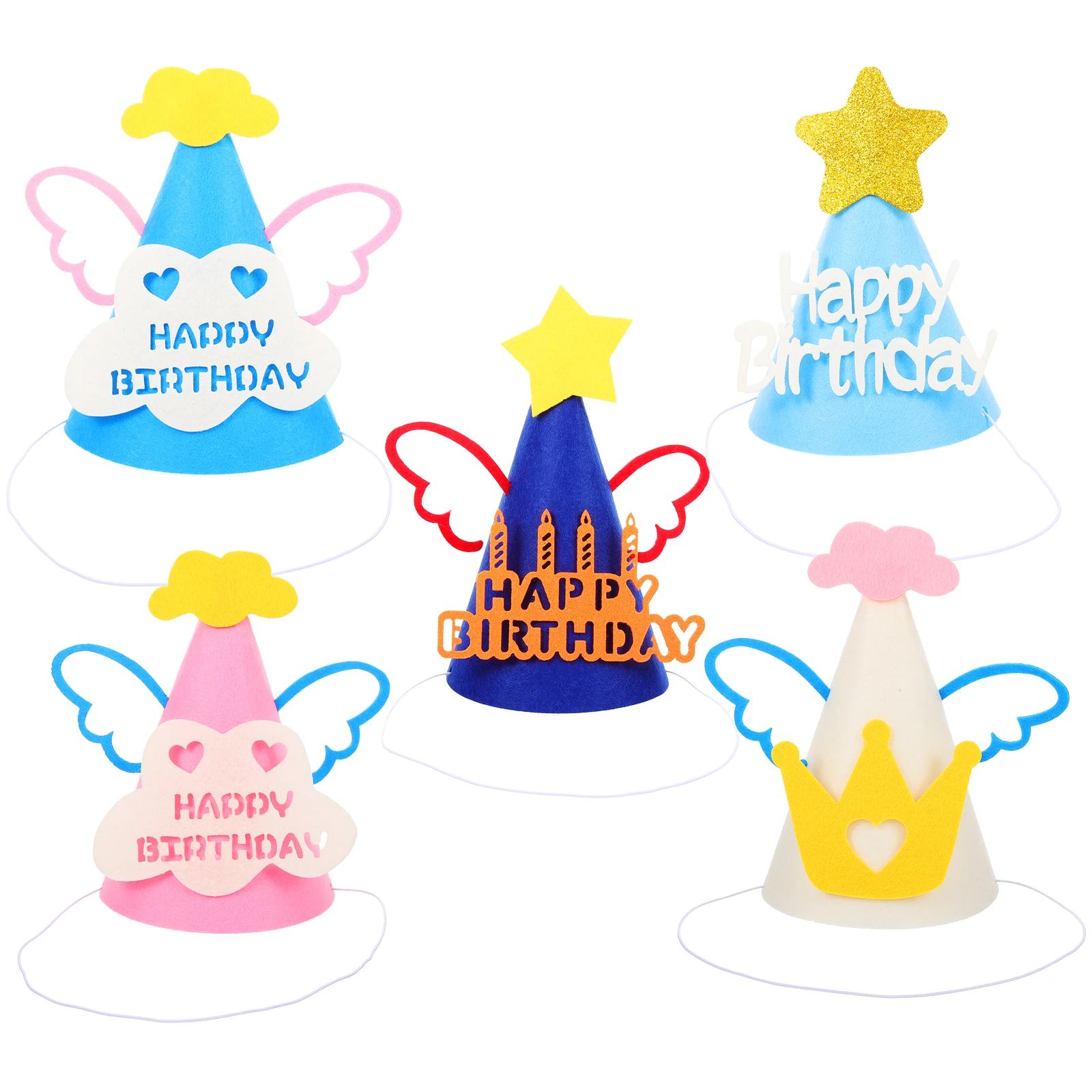 

5 Pcs Decorate Birthday Hat Props Baby Mini Party Hats Felt Cloth Headwear Decorative