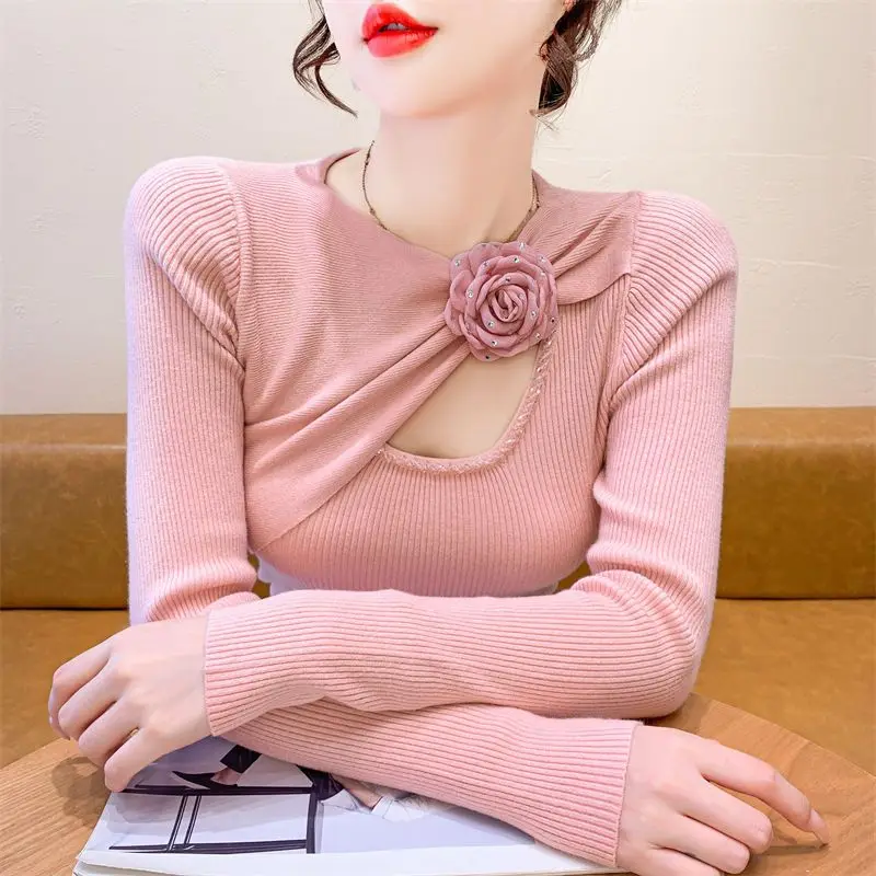 Three Dimensional Flower Temperament Heavy-duty Hot Stamping Irregular Bow Small Fragrance Style Inner Layer Base Coat