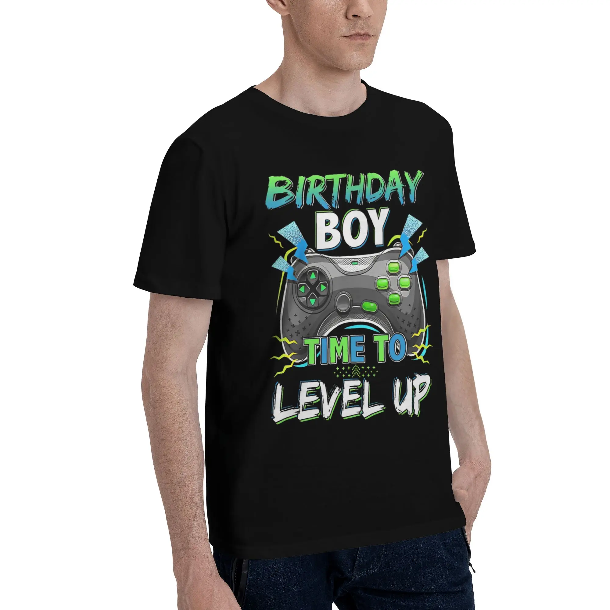 Birthday Boy Time to Level Up Fashion T Shirt for Men Women Gamer Girl Boy Pure Cotton  Tee Shirt Clothing