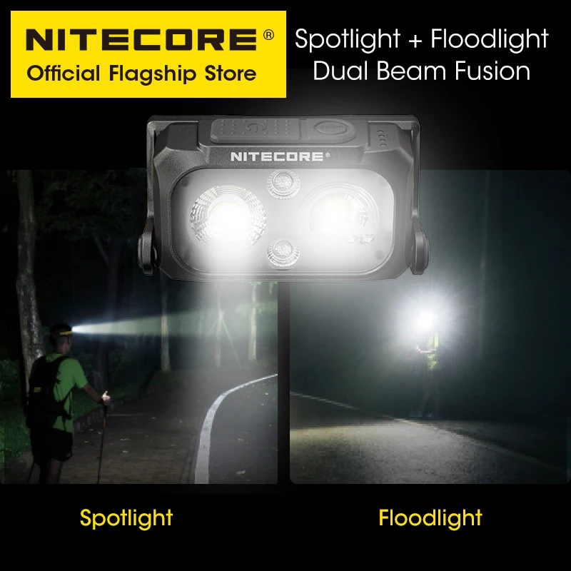 NITECORE-linterna frontal recargable NU25 UL USB-C, foco reflector de 400 lúmenes, 3 fuentes de luz para Trail Running Trekking mochilero