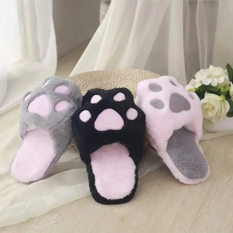 

Cute Cat Paw Slippers for Women Indoor Outdoor Memory Foam House Slippers Soft Warm Cozy Fuzzy Bedroom Non-Slip Slides