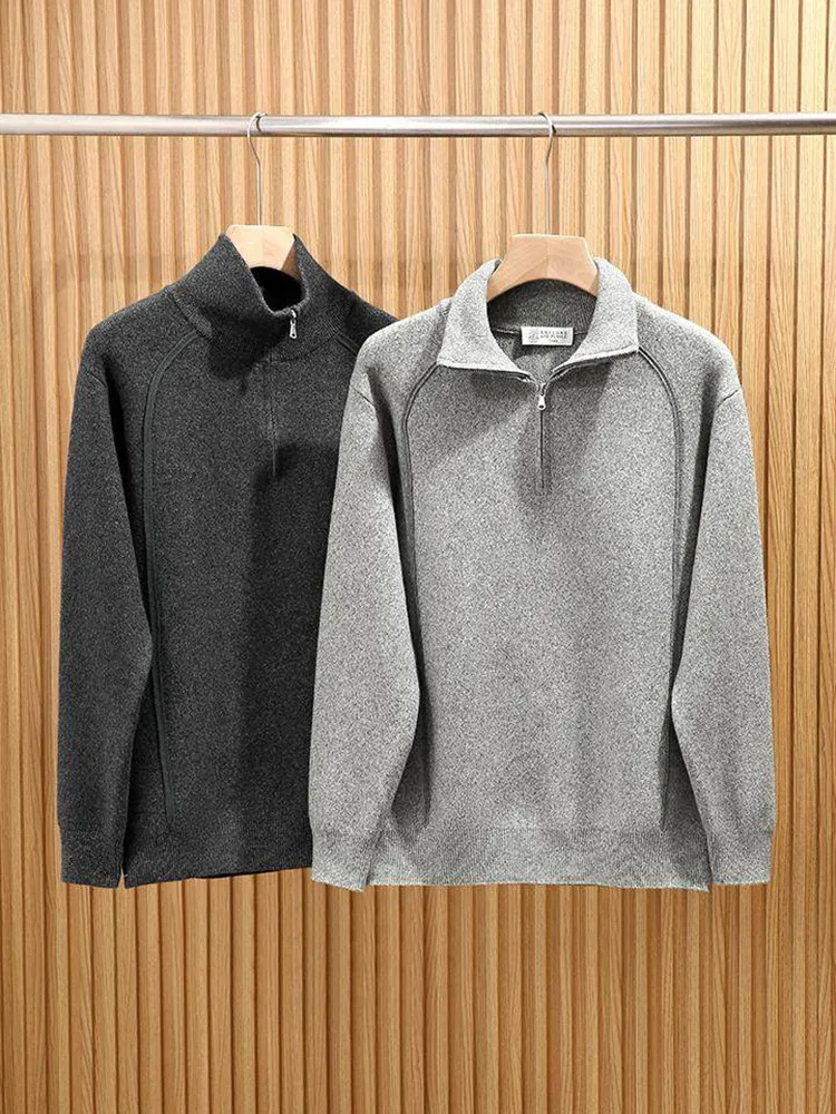 

Autumn Winter Men's Knitted Sweater Casual Busin Pure Color Versatile Daily Italian Old Money Sle Soft Polyester Blend