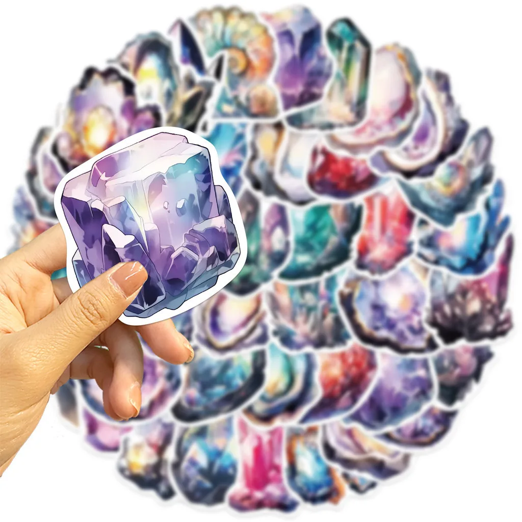 50PCS Colorful Quartz Crystal Waterproof Graffiti Stickers for Hand Account Pencil Case Decals BulingBulingStickers Store