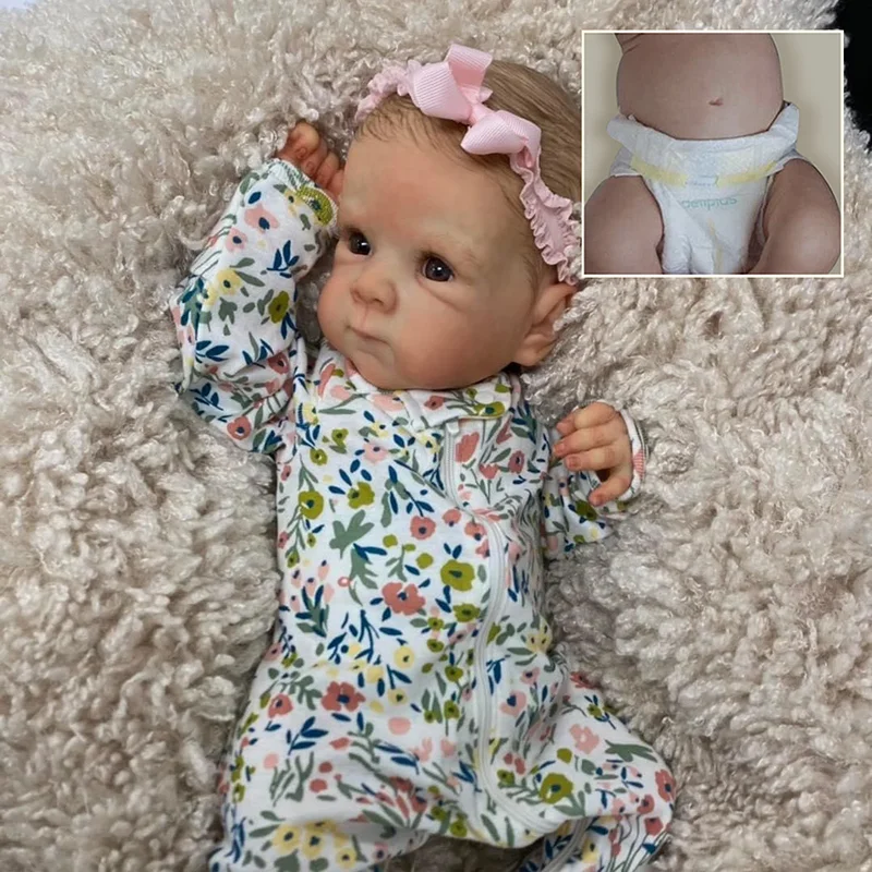 48CM Reborn Bettie Full Body Vinyl Newborn Baby Dolls with Painted Hair 3D Painted Skin with Visible Veins Bebé Reborn