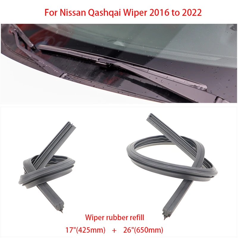 1 Pair Wiper Refills Blade Soft Rubber Band 10mm For Nissan Qashqai Car Wiper Wearing Parts 2016 2017 2018 2019 2020 2021 2022