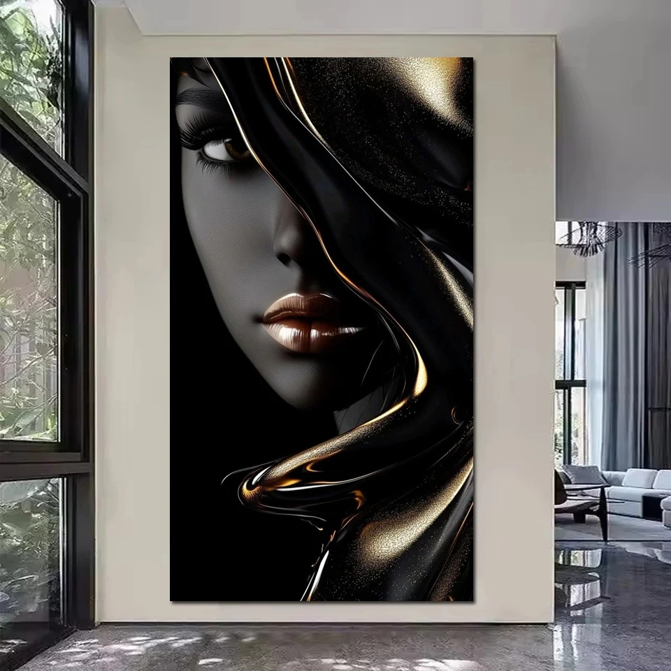 

5D Diamond Painting Nordic Black Gold Abstract African Woman Full Mosaic Diamond Embroidery Sale Home Decoration Pictures
