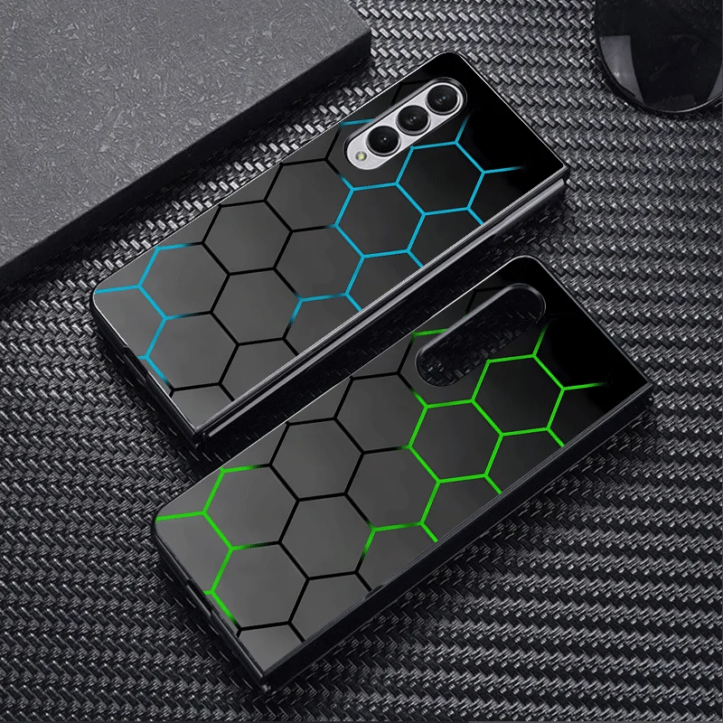

Fashion Honeycomb Design Case for Samsung Galaxy Z Fold6 Z Fold4 5G Z Fold3 Z Fold5 5G ZFold4 Hard PC Shockproof Cover