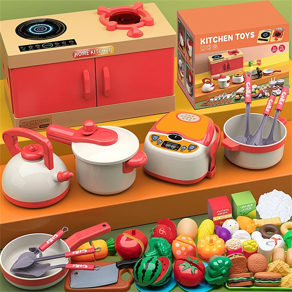 Children's kitchen toy set for girls, pretend cooking, simulated kitchenware, stove, baby gift for boys, over 3 years old