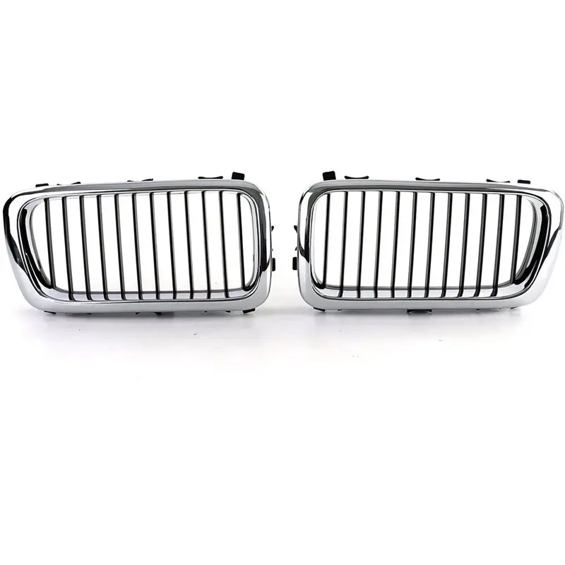 AEA6-Car Front Kidney Grille Grill Chrome Black For BMW 7-Series E38 1995-1998