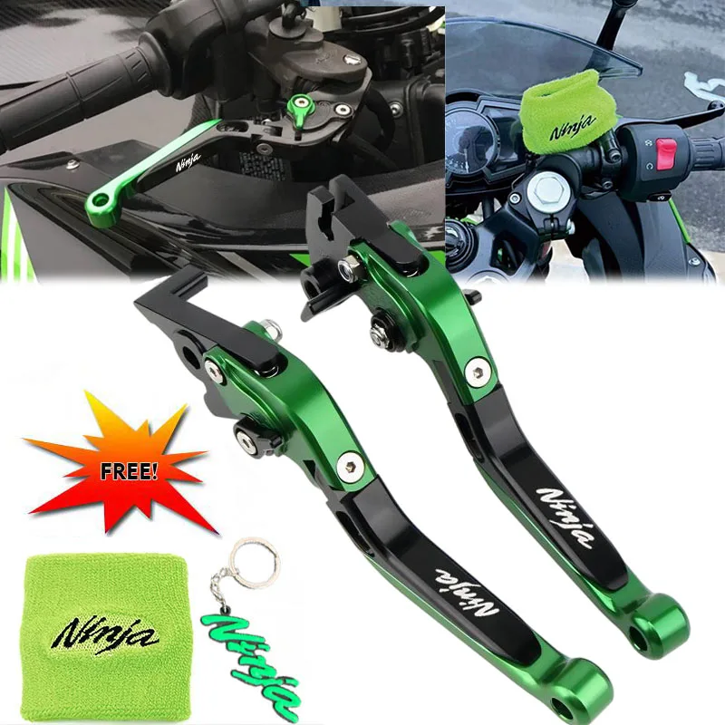 دراجة نارية مناسبة للنينجا نينجا 250/300/400 Z300 Z400 Ninja250R 2008-2024 + قابلة للطي تمديد دواسة فرامل مقبض رافعة جورب
