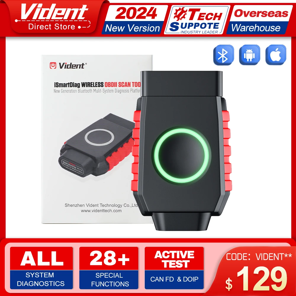 

Vident iSmartDiag510Pro Car Scanner All System Diagnosis 28 Reset Function OBDII Full Function Lifetime free update