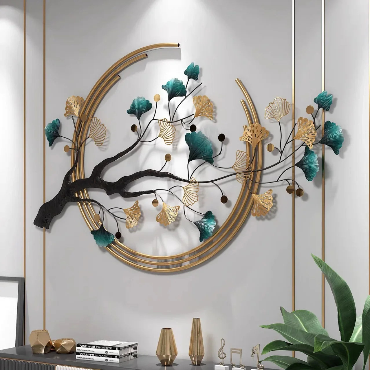Living room wall bedroom wrought iron light luxury creative wall decoration pendant sofa background