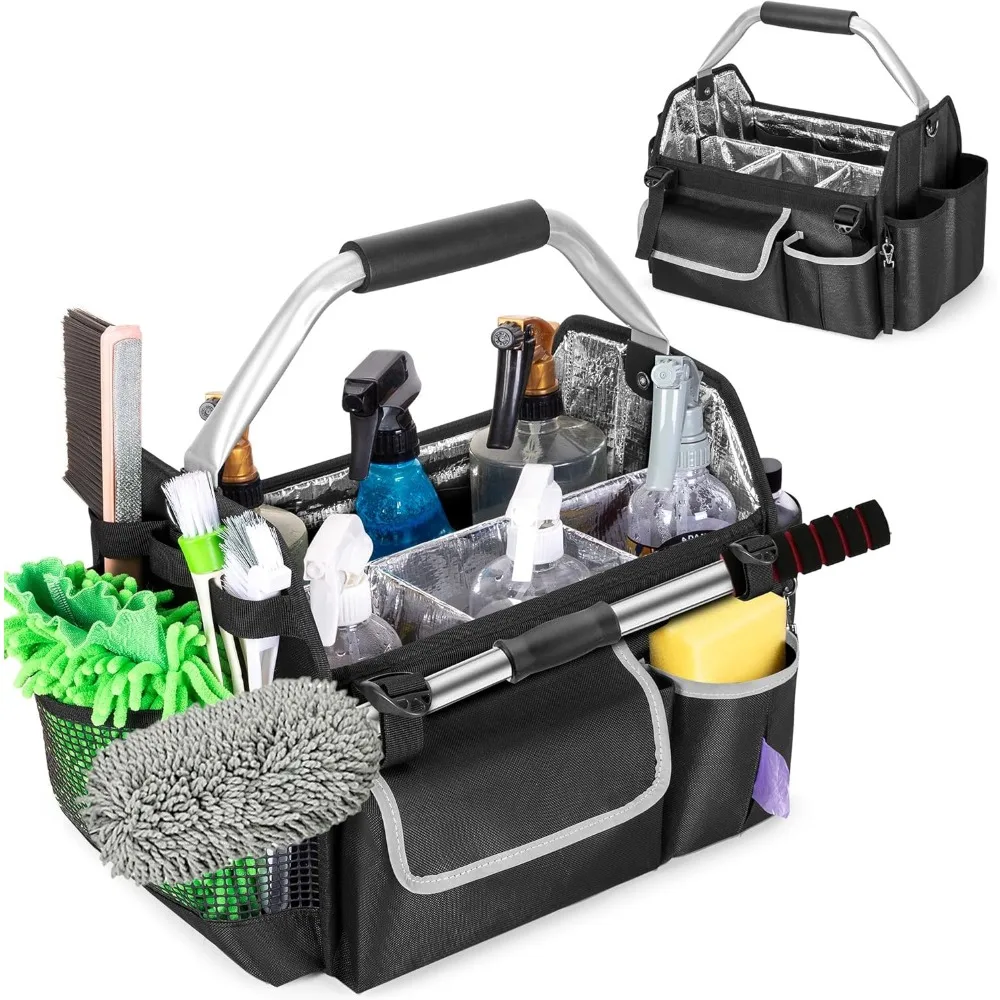 

Portable Foldable Car Detailing Organizer Bag Multi Pocket Storage for Cleaning Tools and Supplies