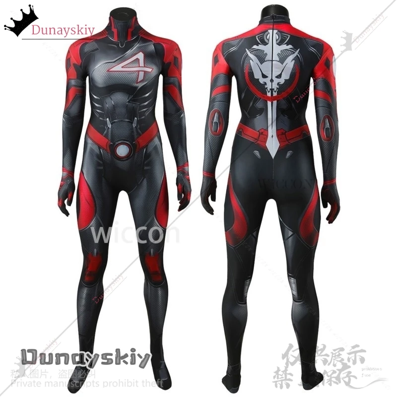 أزياء أنيمي لعبة المنافسين التأثيرية سوزان سو ستورم ريتشاردز باللونين الأسود والأحمر بدلة زنتاي المثيرة على الطراز القوطي الشرير جيراي كي كوسبف