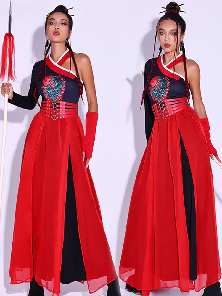 

New Women's Performance Costume Bar DS Stage Outfit Trendy National Group Show Roman Cloth High Content Fashionable Dancewear