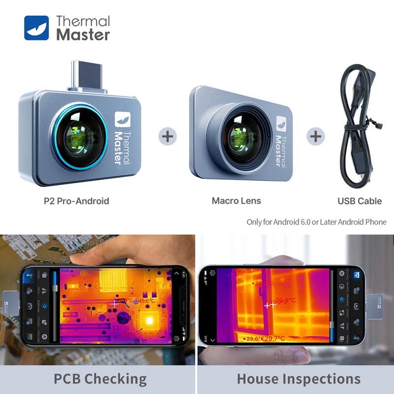 P2//P2Pro Thermische Beeldcamera Warmtedetectie 512 × 384 Voor Telefoon 1112 ℉   Infrarood Thermische Beeldvormer