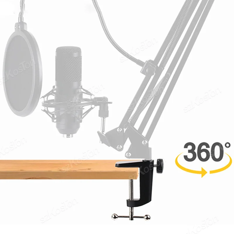Metal Desktop Mount Clamp For Microphone Suspension Boom Scissor Arm Stand Base Holder with Adjustable Screw image 2